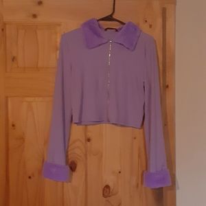 Shein purple zip-up crop top